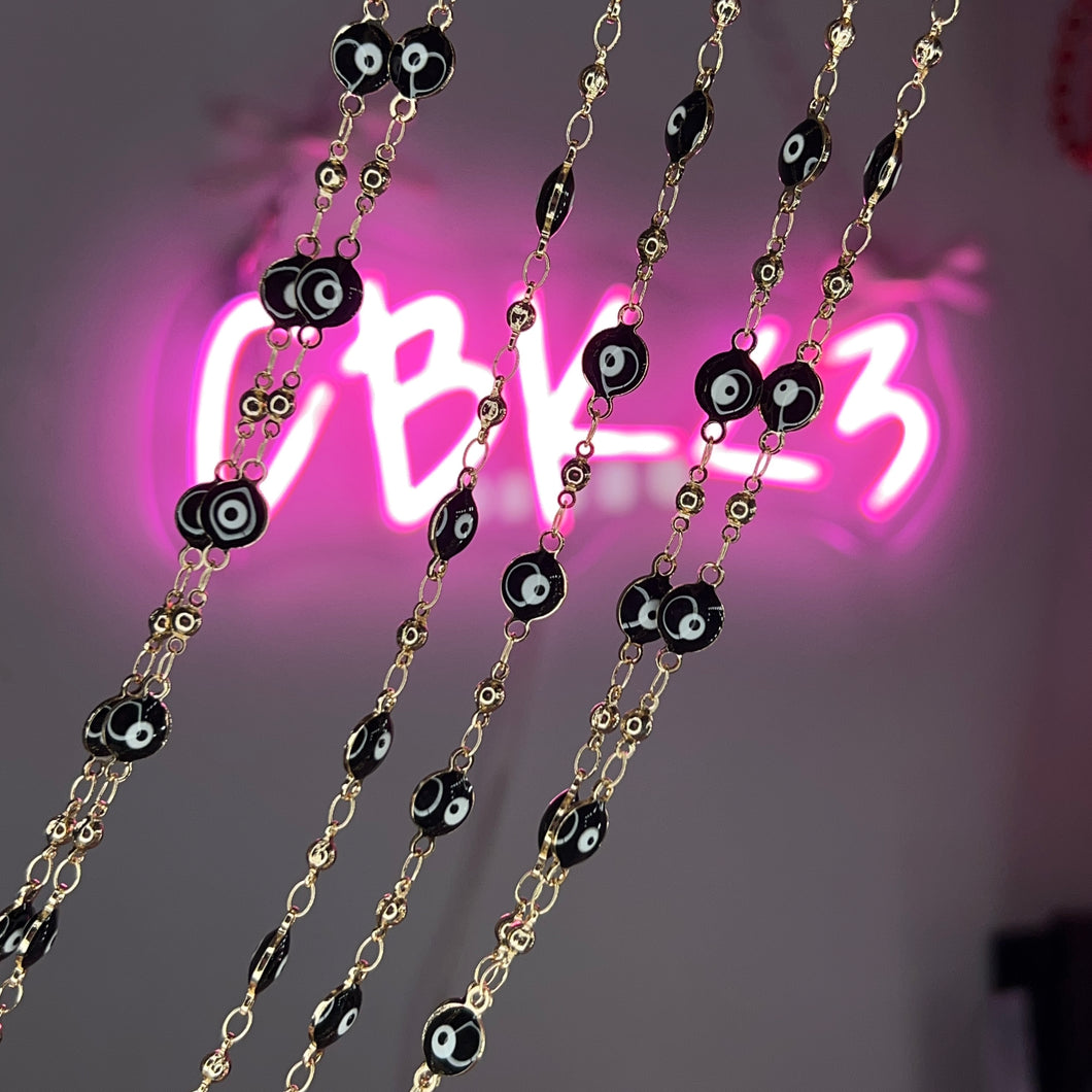 Gold & Black Mal De Ojo Anklet