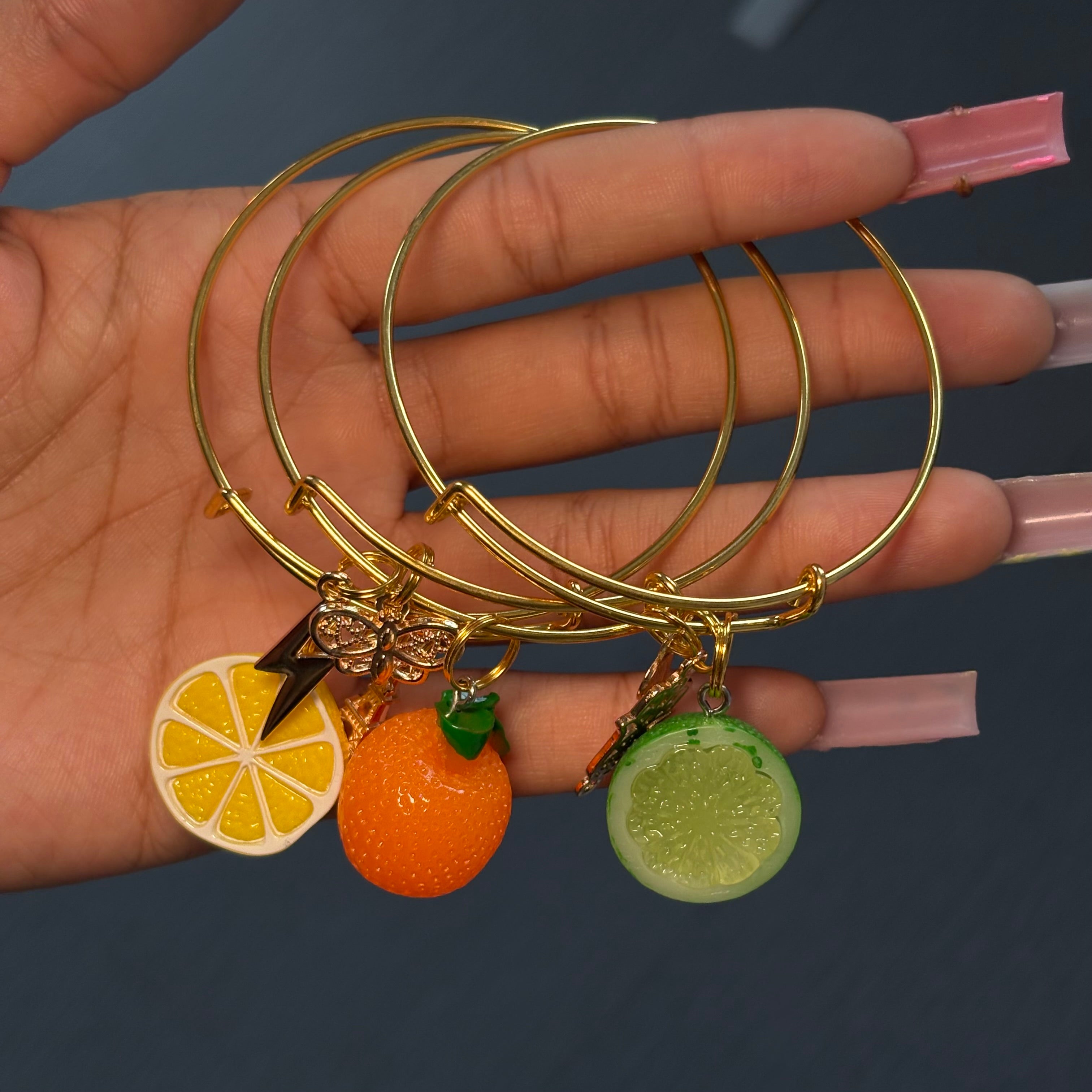 Citrus 🍋🍊🍋‍🟩 Gold 3PC Bangle Stack