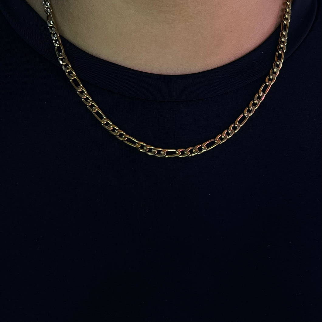 Gold Mini Figaro Link Necklace 16inches