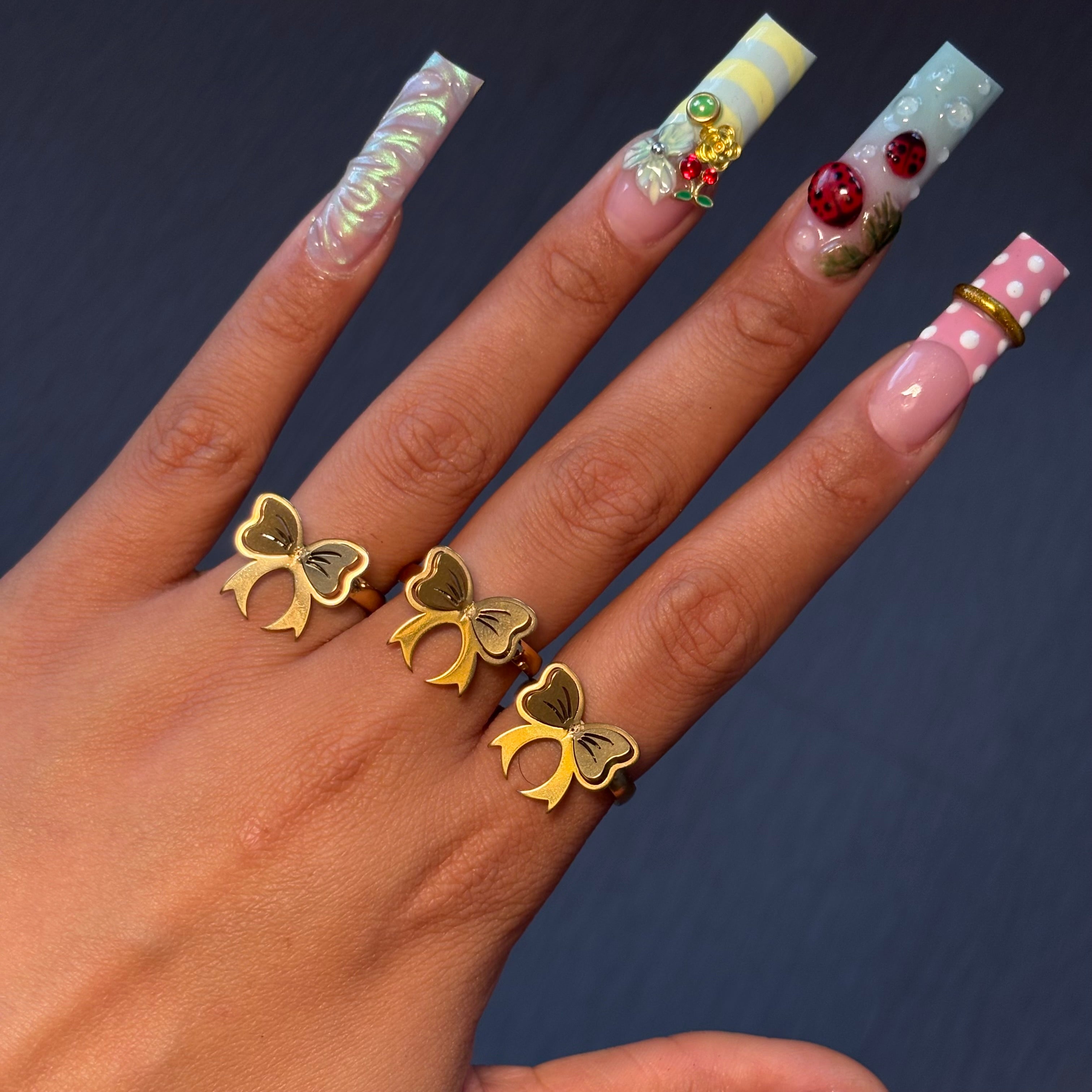 Gold Coquette Girly Ring SZ 9
