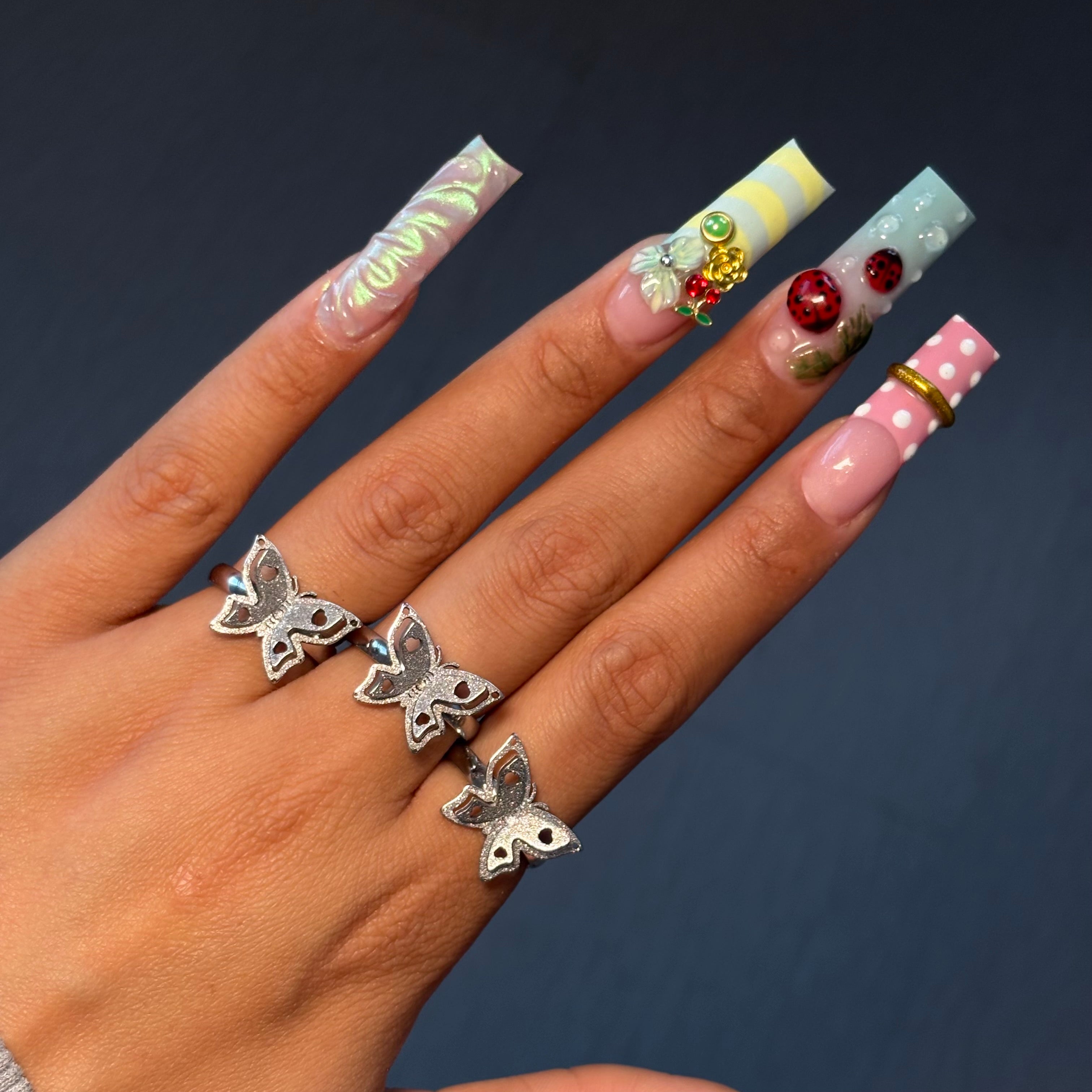 Silver Love Mariposa Ring SZ 7