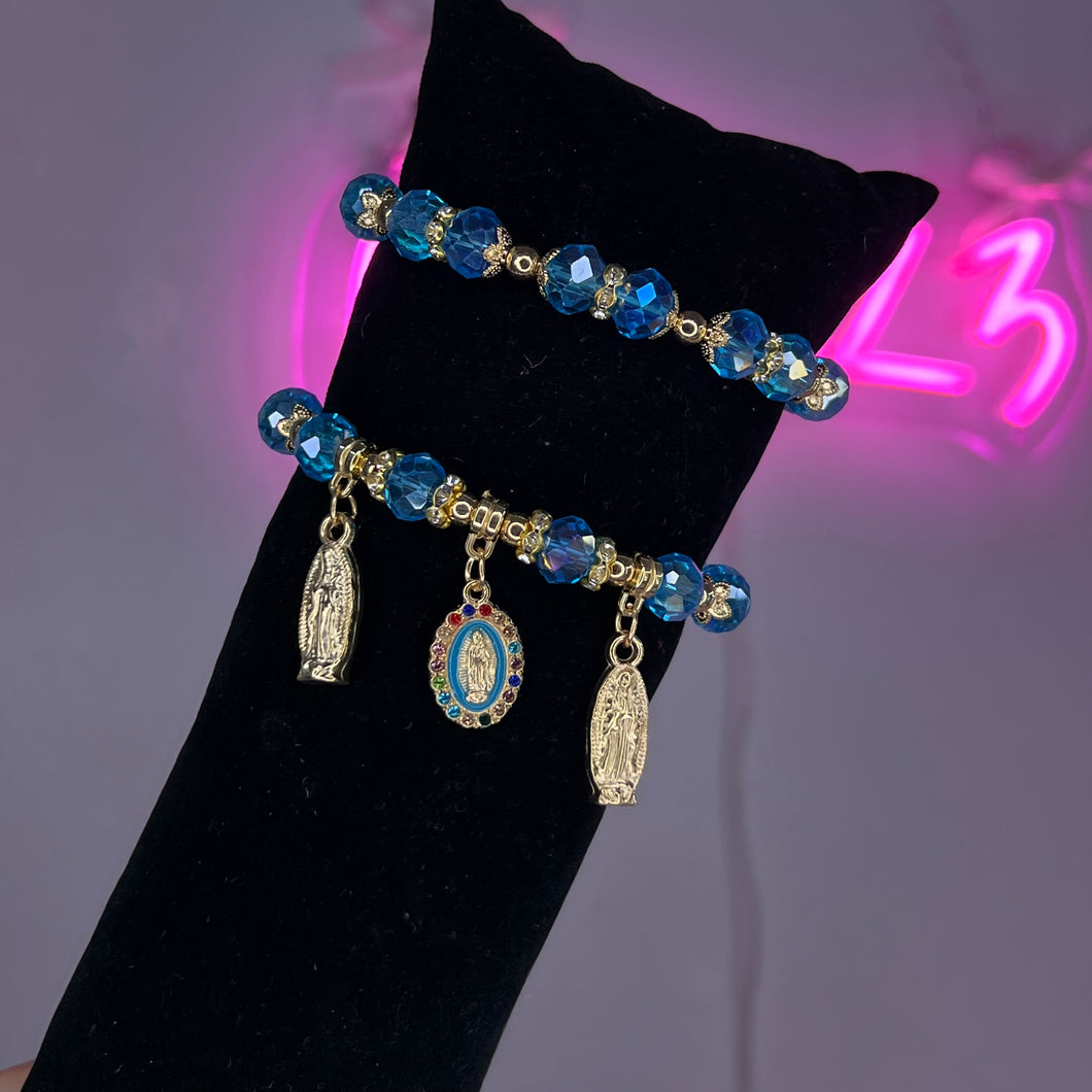 Baby Blue Diamond 3 Virgencita Beaded Bracelet