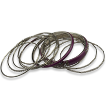 Load image into Gallery viewer, Silver &amp; Pink Sweetheart Bangle Stack
