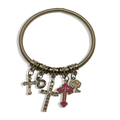 Hot Pink & Silver Cross Spring Charm Bracelet