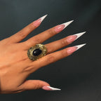 Gold & Black Adjustable Stone Ring