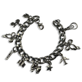 Hobby Lover$ 🎀📖✈️ Silver Cuban Link Charm Bracelet