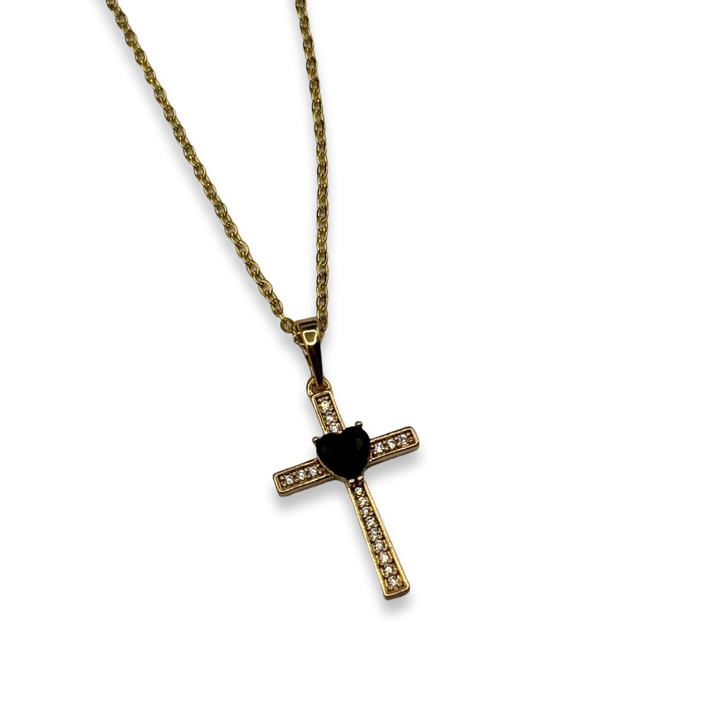 Black & Gold Lover Cross Necklace