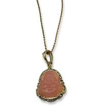 Load image into Gallery viewer, Pink &amp; Gold Diamond Buddha Necklace
