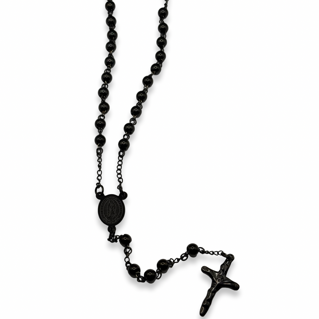 Black Medium Rosary (Non Tarnish)