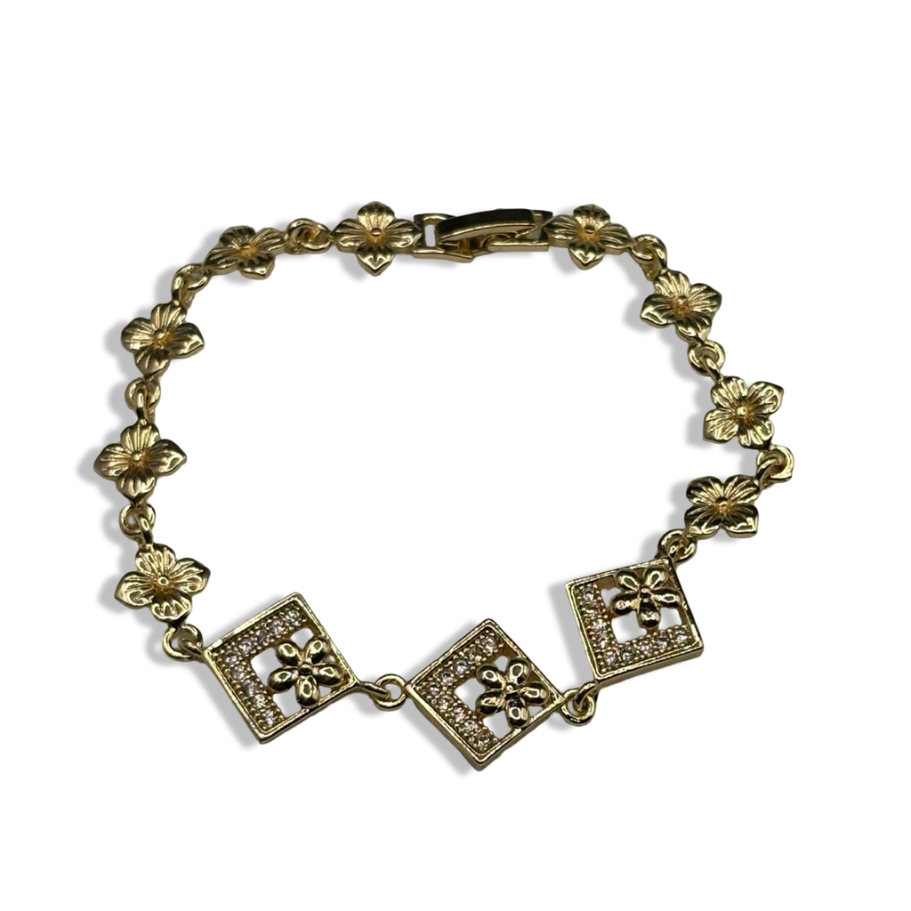 Gold Flower Power Tennis Bracelet