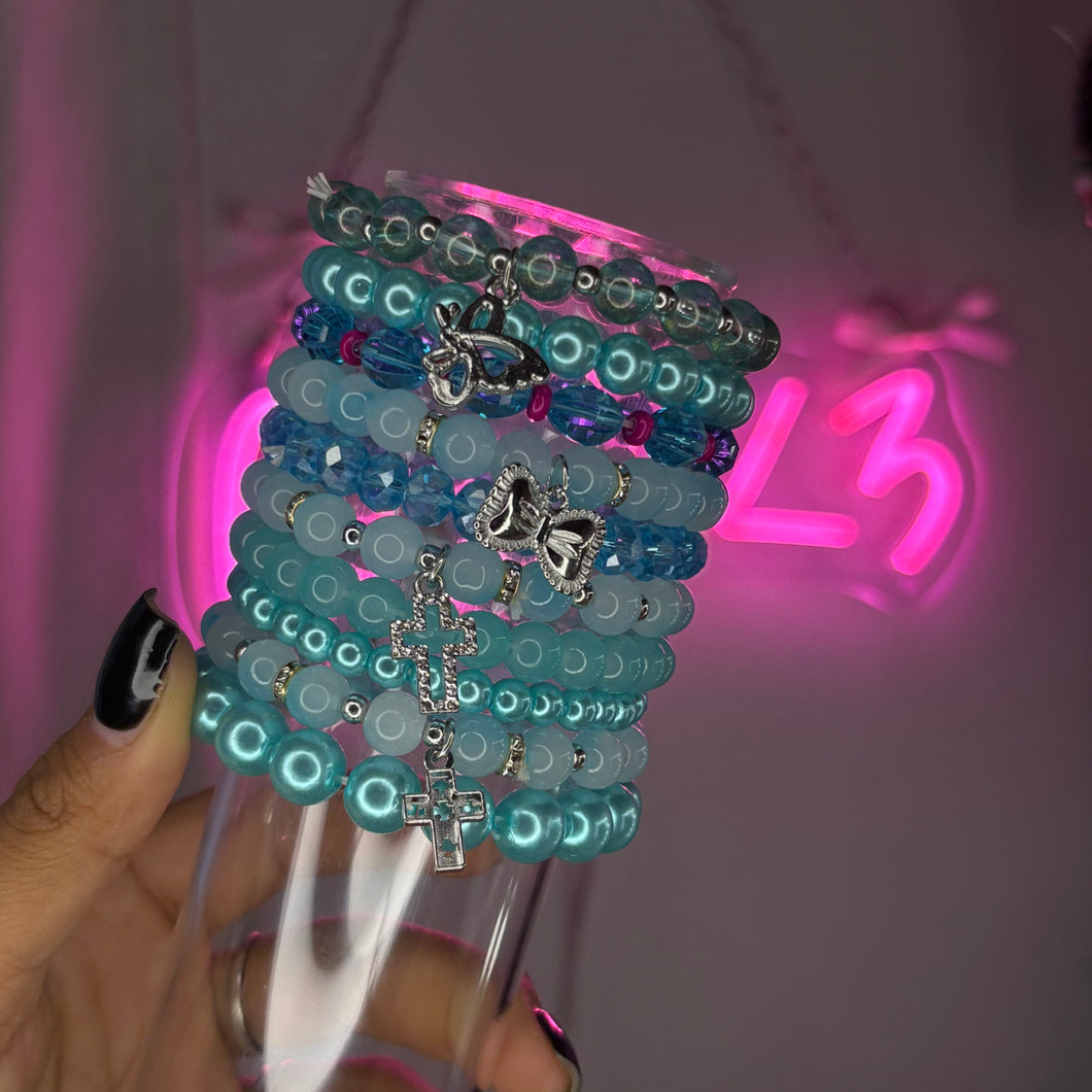 Blue 10PC Meg Stack (Beaded Bracelet Set)