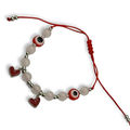 Red & Silver 2 Heart Mal de Ojo Adjustable String Bracelet