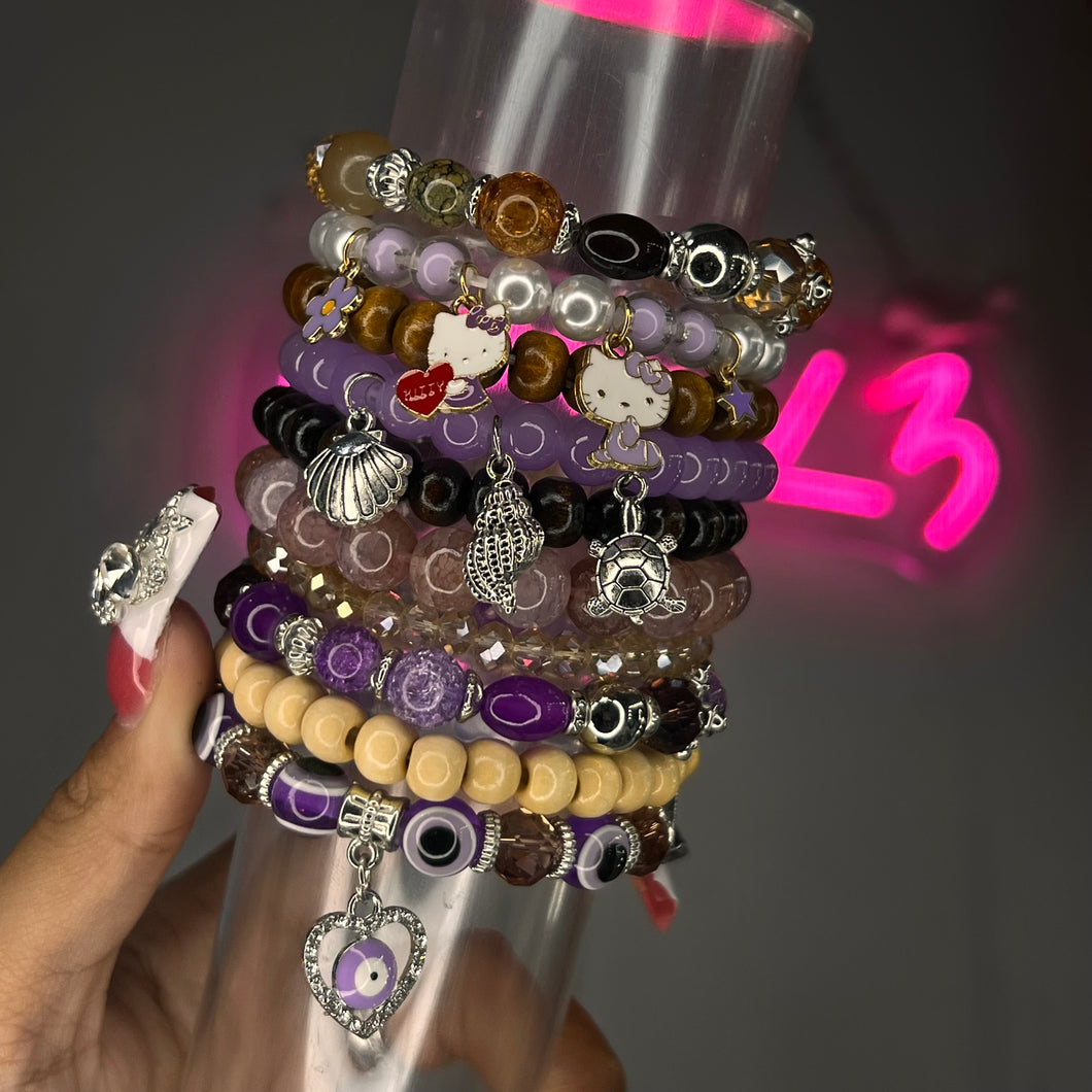 Purple & Brown 10PC Mega Stack (Bracelet Set)