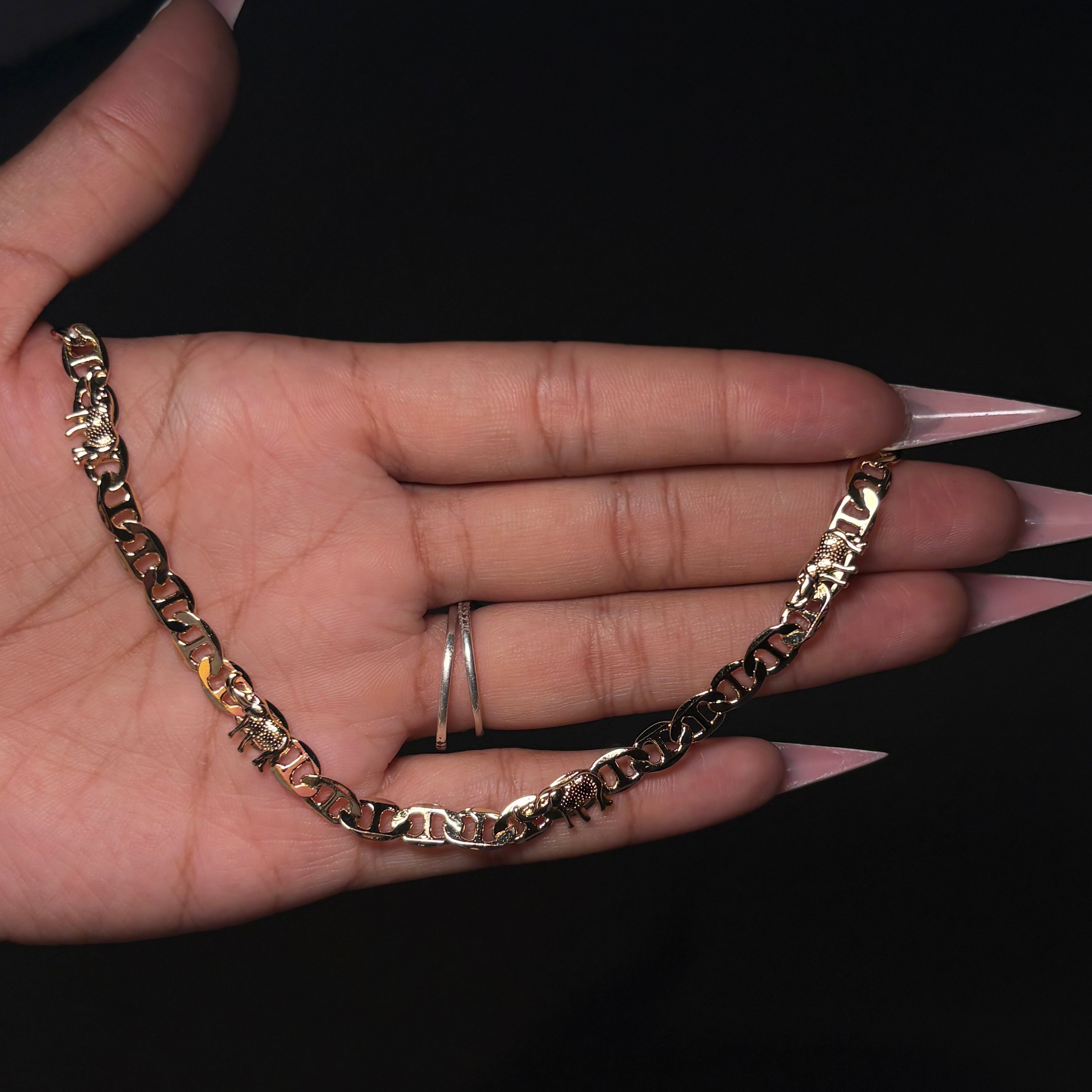 Gold Flat Link Elephant Anklet
