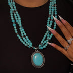 Silver & Blue Sirena Statement Turquoise Necklace