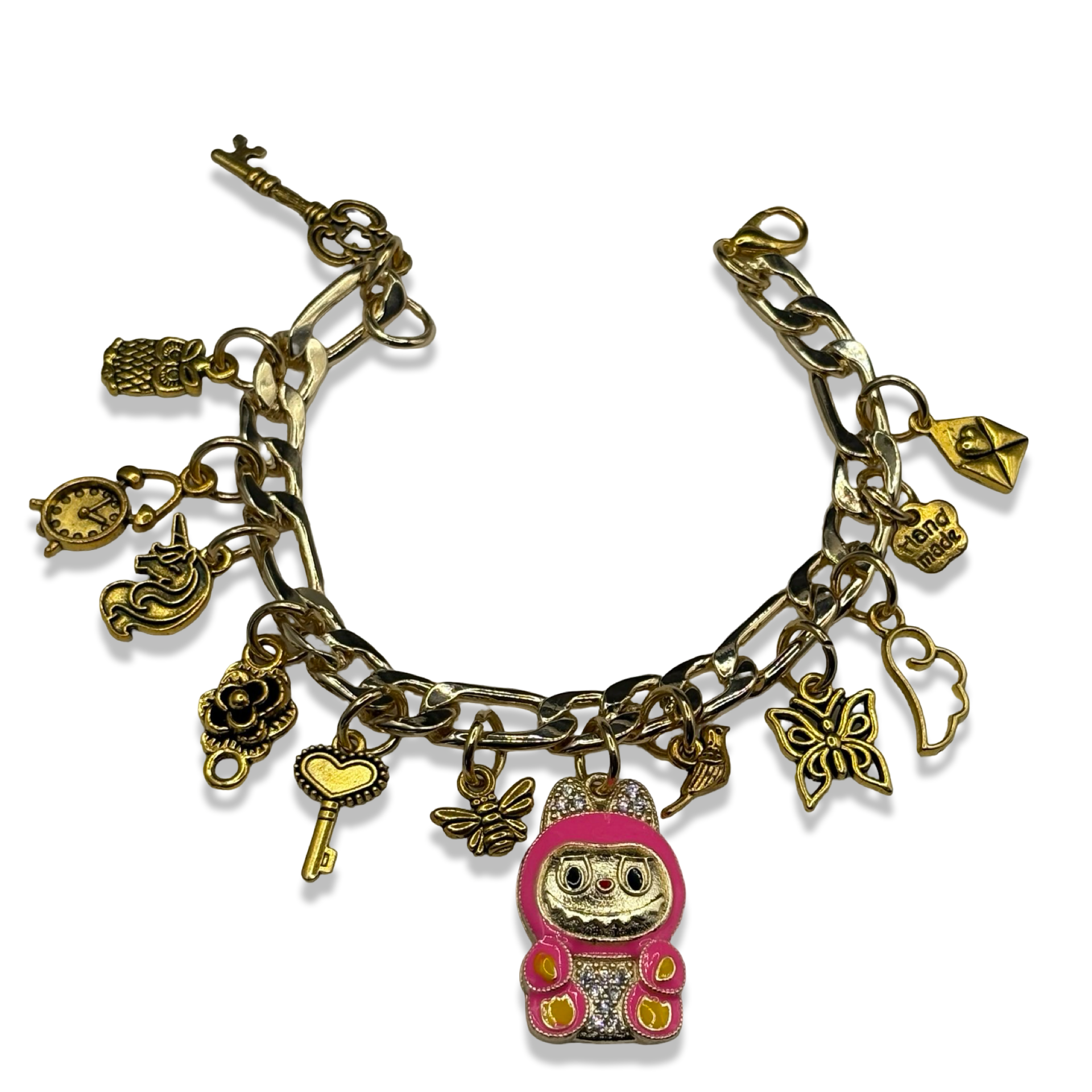 Gold Bubu Figaro Charm Bracelet