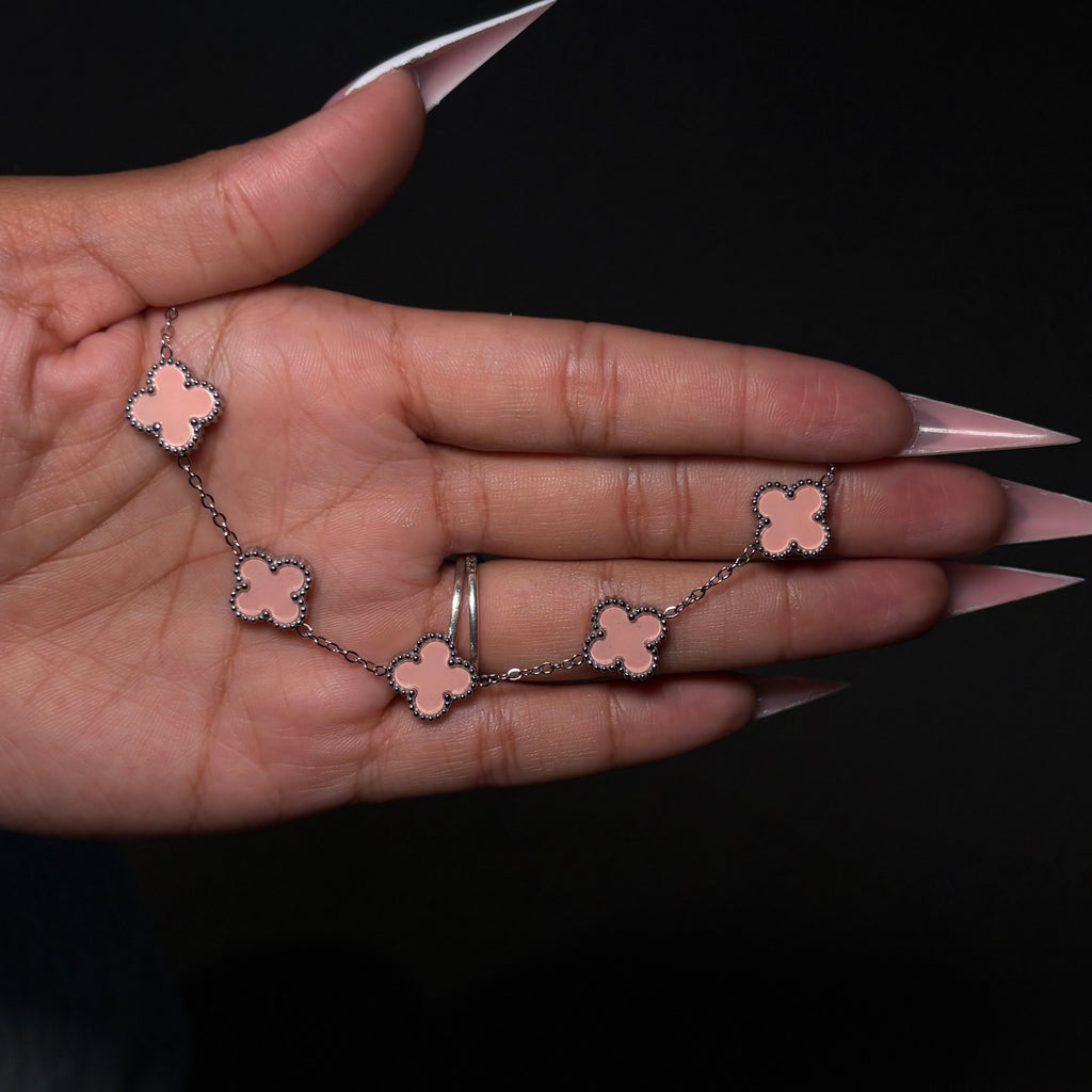 Silver & Pink Lucky Gal Klover Bracelet
