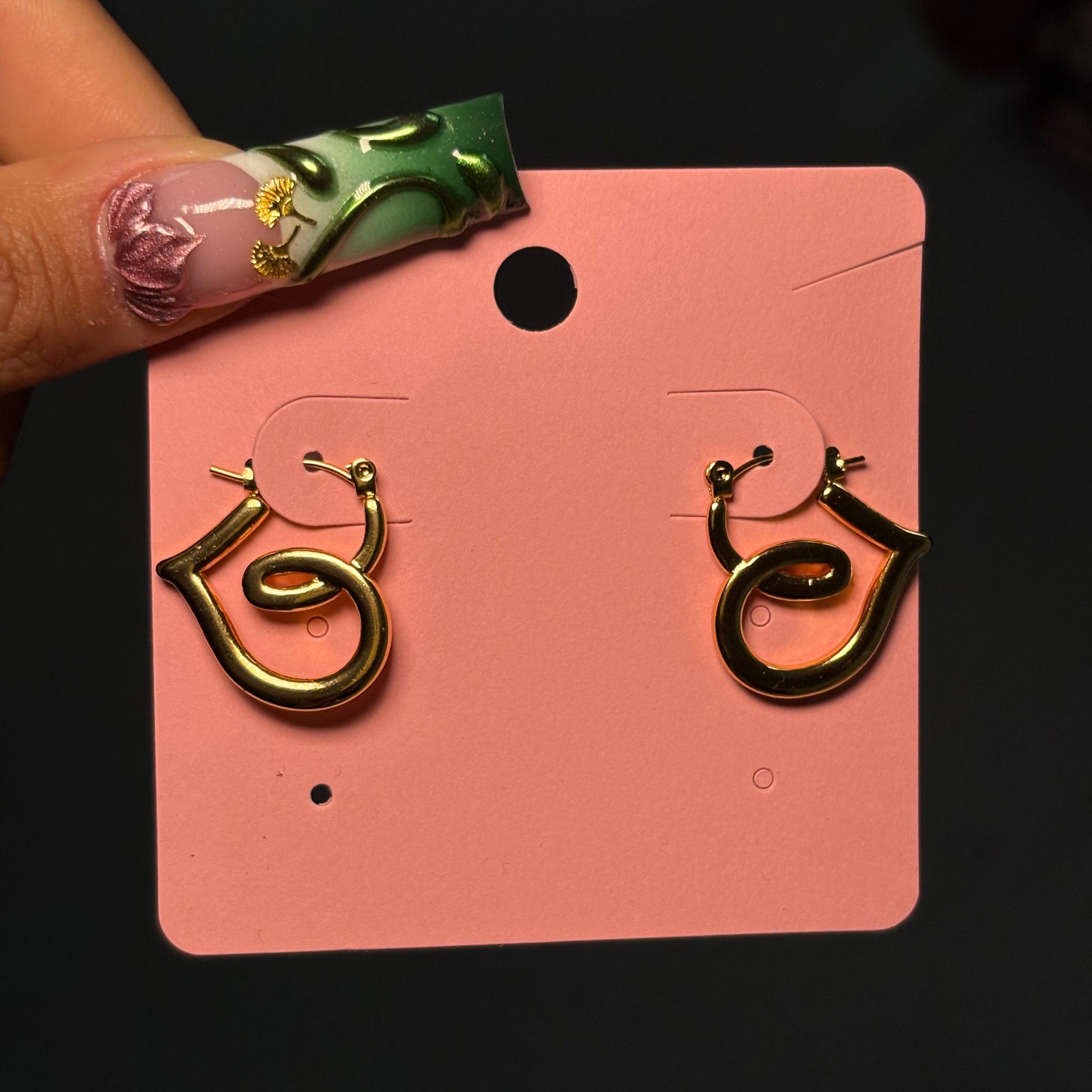 Gold Medium Heart Hoops
