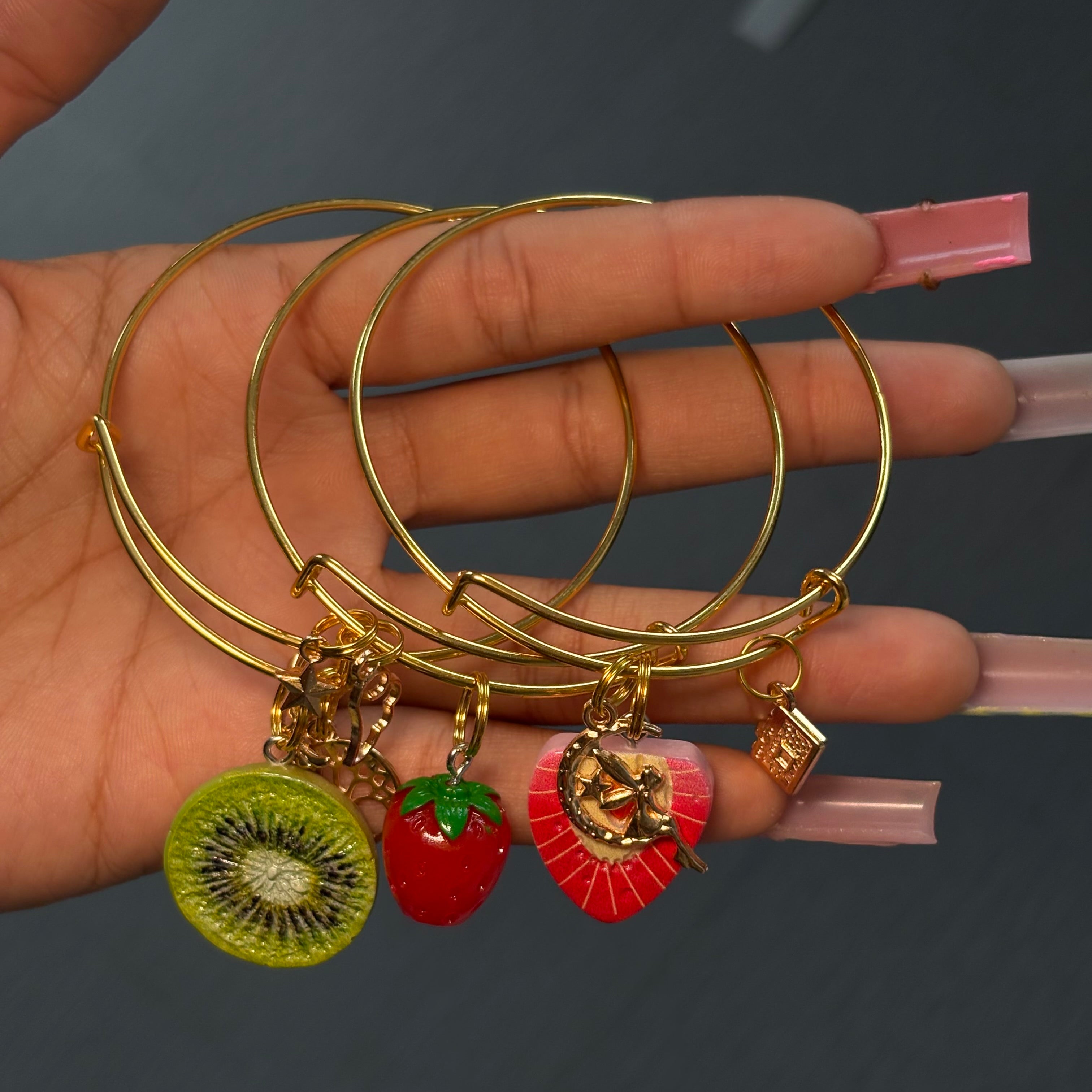 Strawberry Kiwi 🍓🥝 Gold 3PC Bangle Stack
