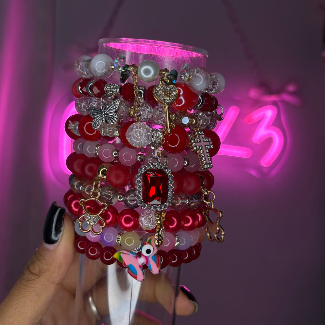 Strawberry Shortcake 🍓🎀 10PC Meg Stack (Beaded Bracelet Set)