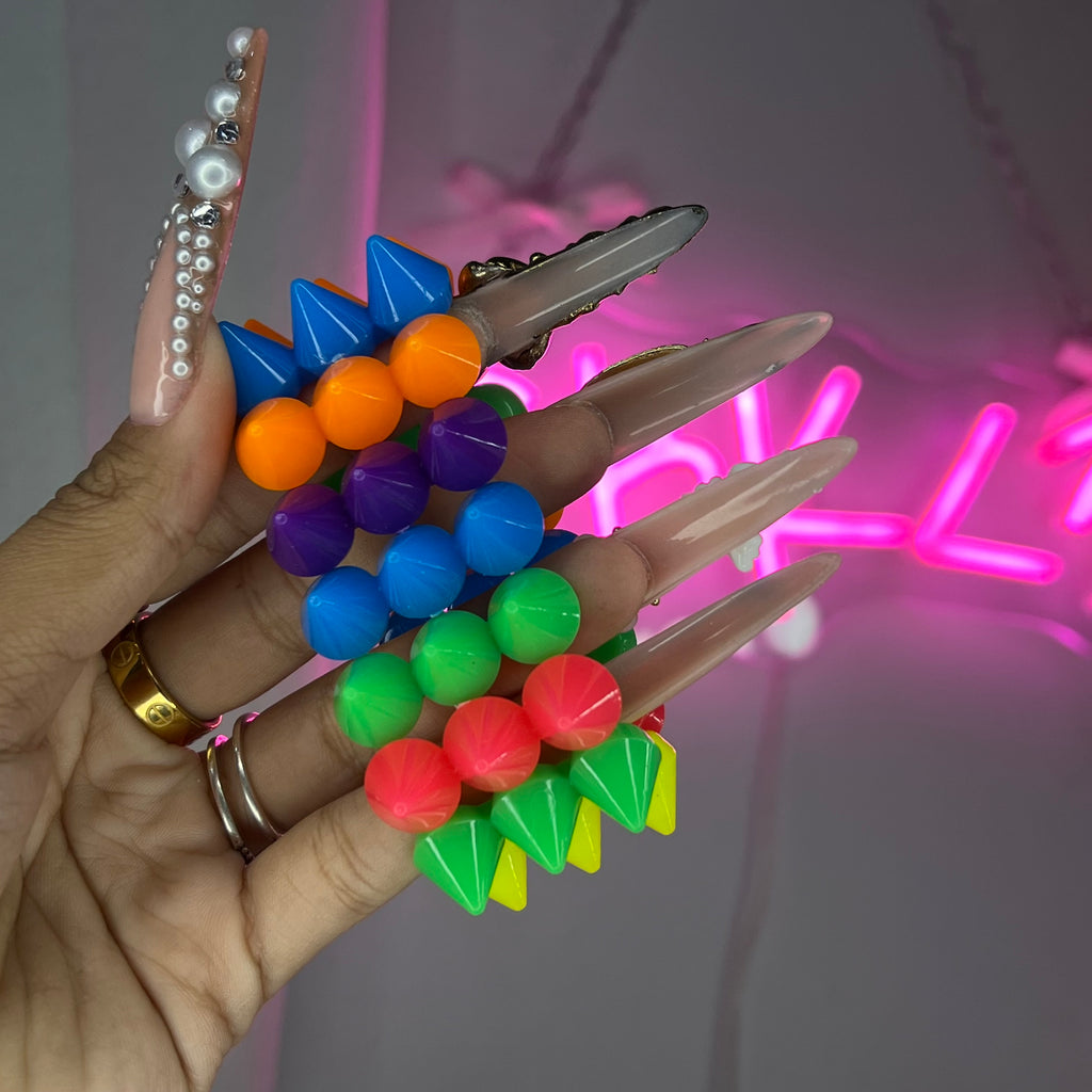 Rainbow Y2K Spike Beaded Bracelet