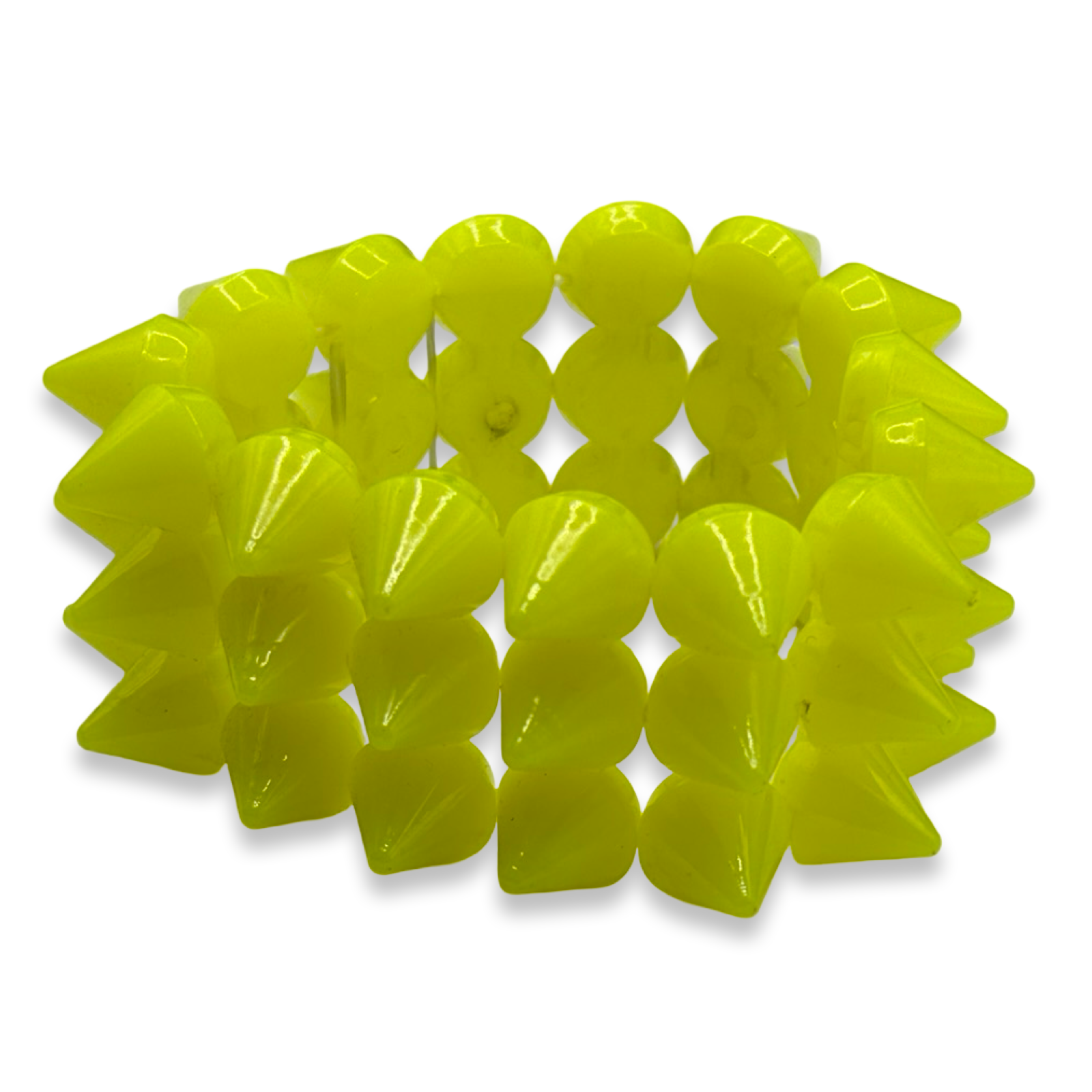 Yellow Y2K Spike Beaded Bracelet