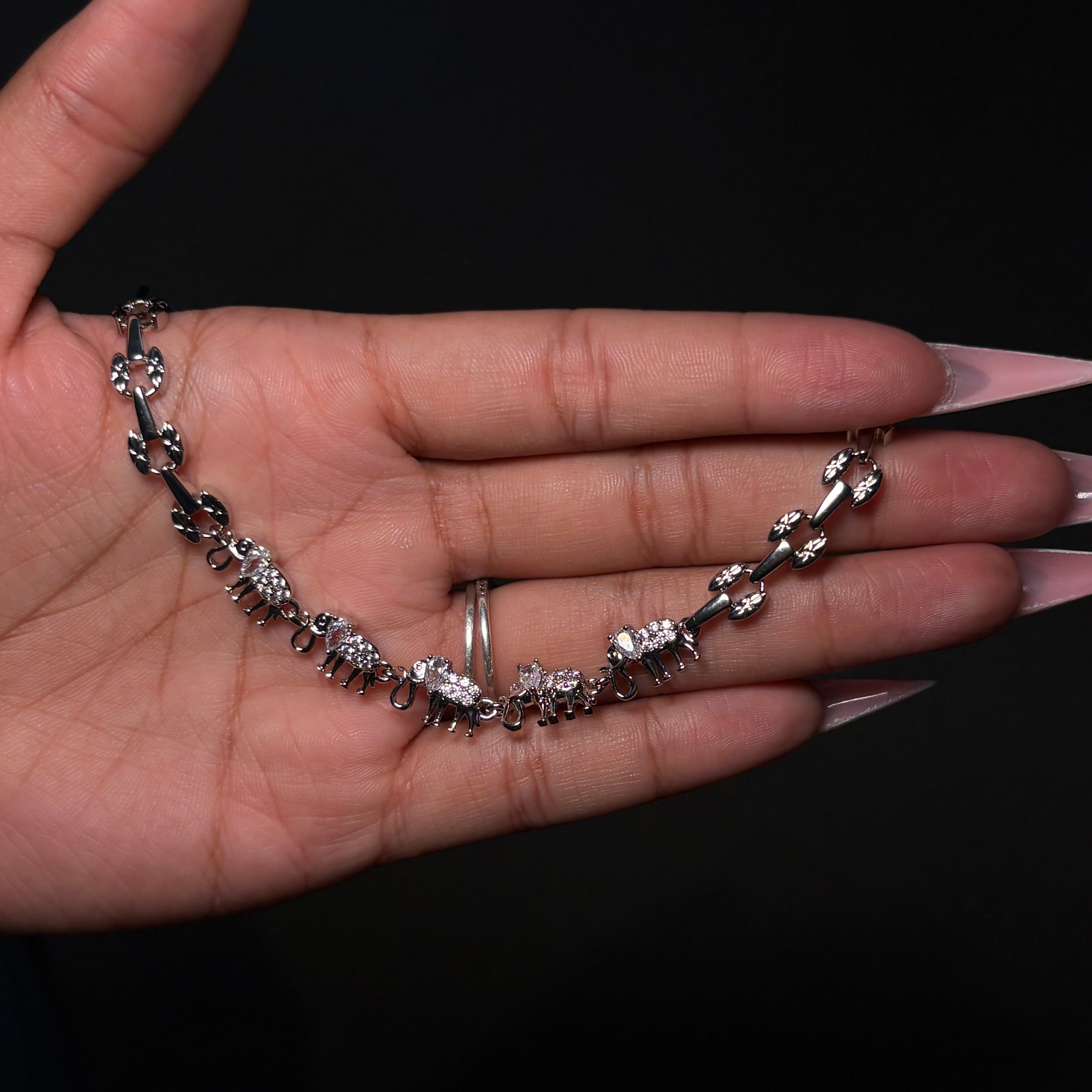 Silver Diamanté Elephant Tennis Bracelet