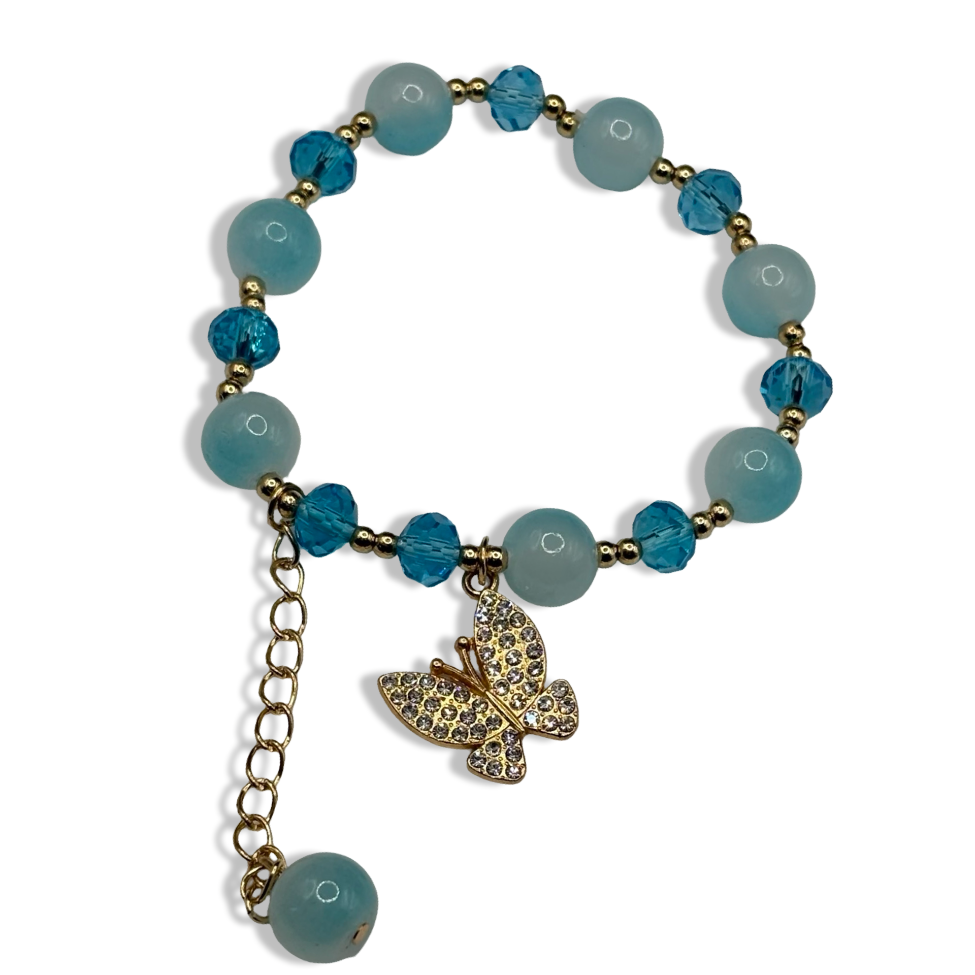 Blue Dangle Mariposa Beaded Bracelet