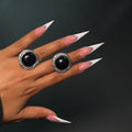 Silver & Black Adjustable Stone Ring