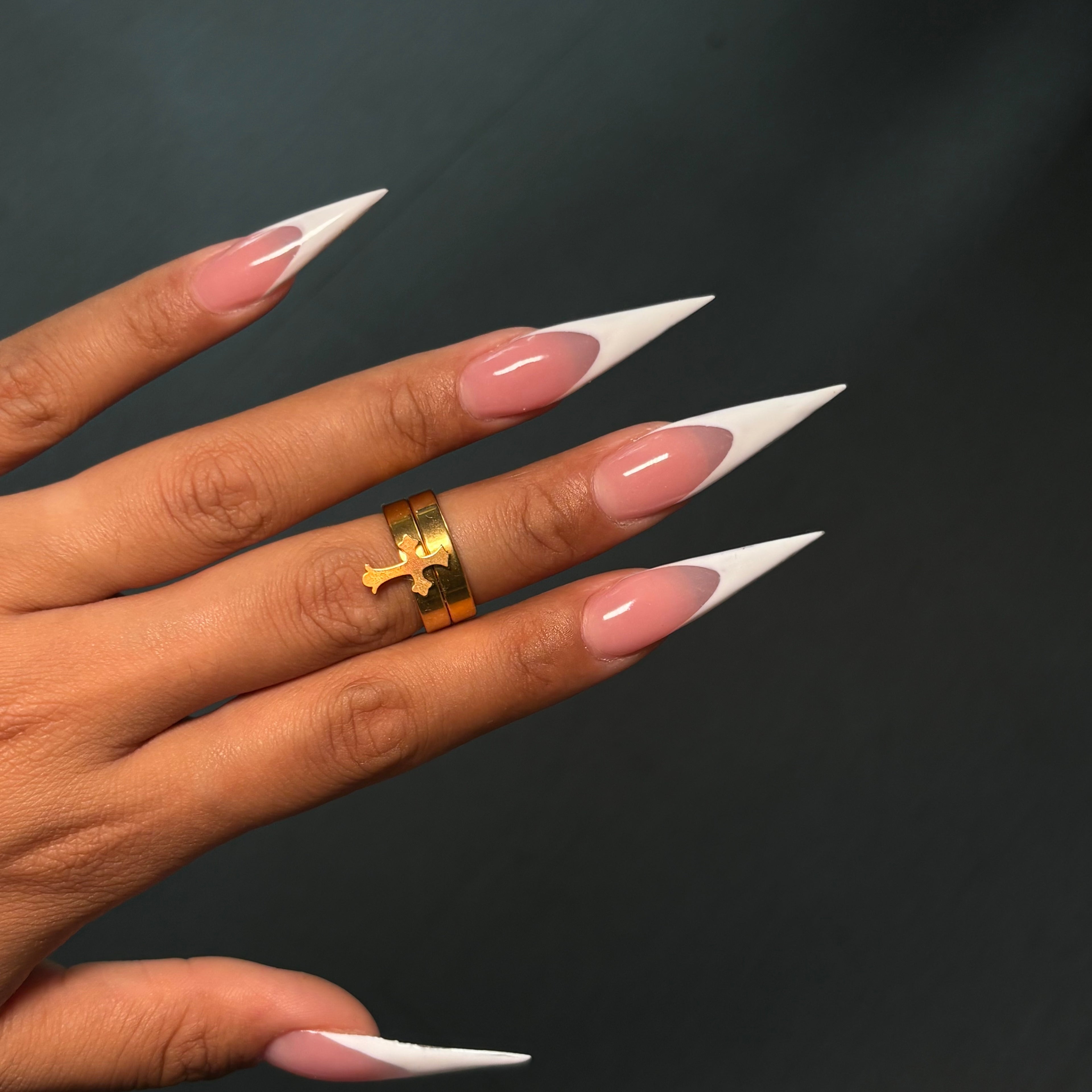 Size 7 Gold Chrome Cross 2pc Ring Set