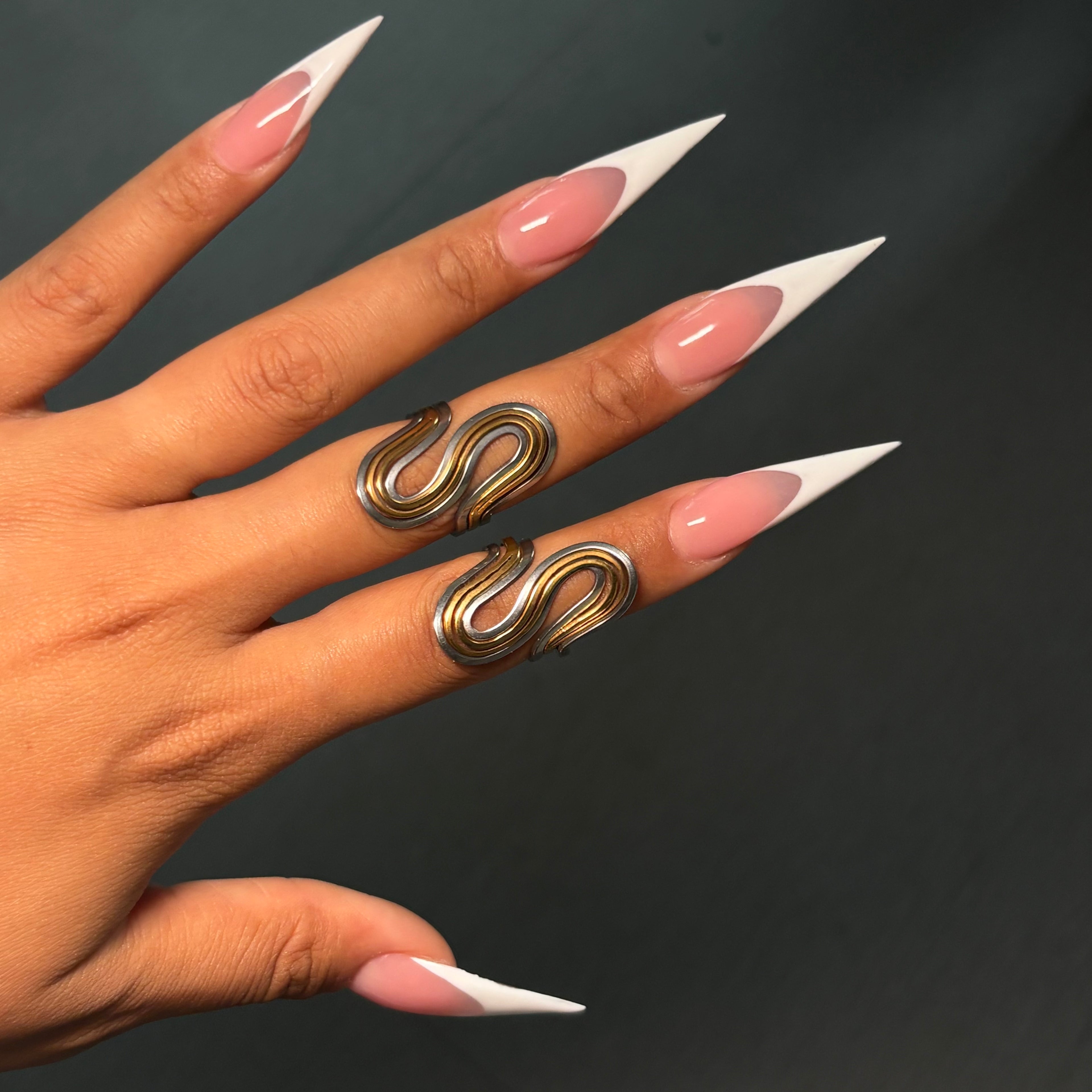 Silver & Gold Wave Ring SZ 7
