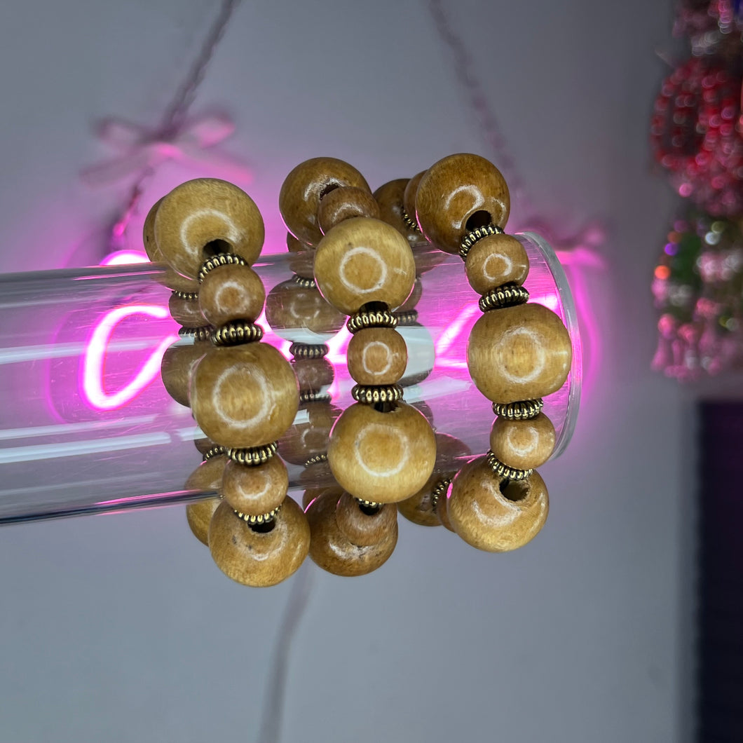 Light Brown & Gold Earthy Babe Beaded Bracelet