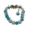 Blue & Gold Flutter Dangle Beaded Bracelet