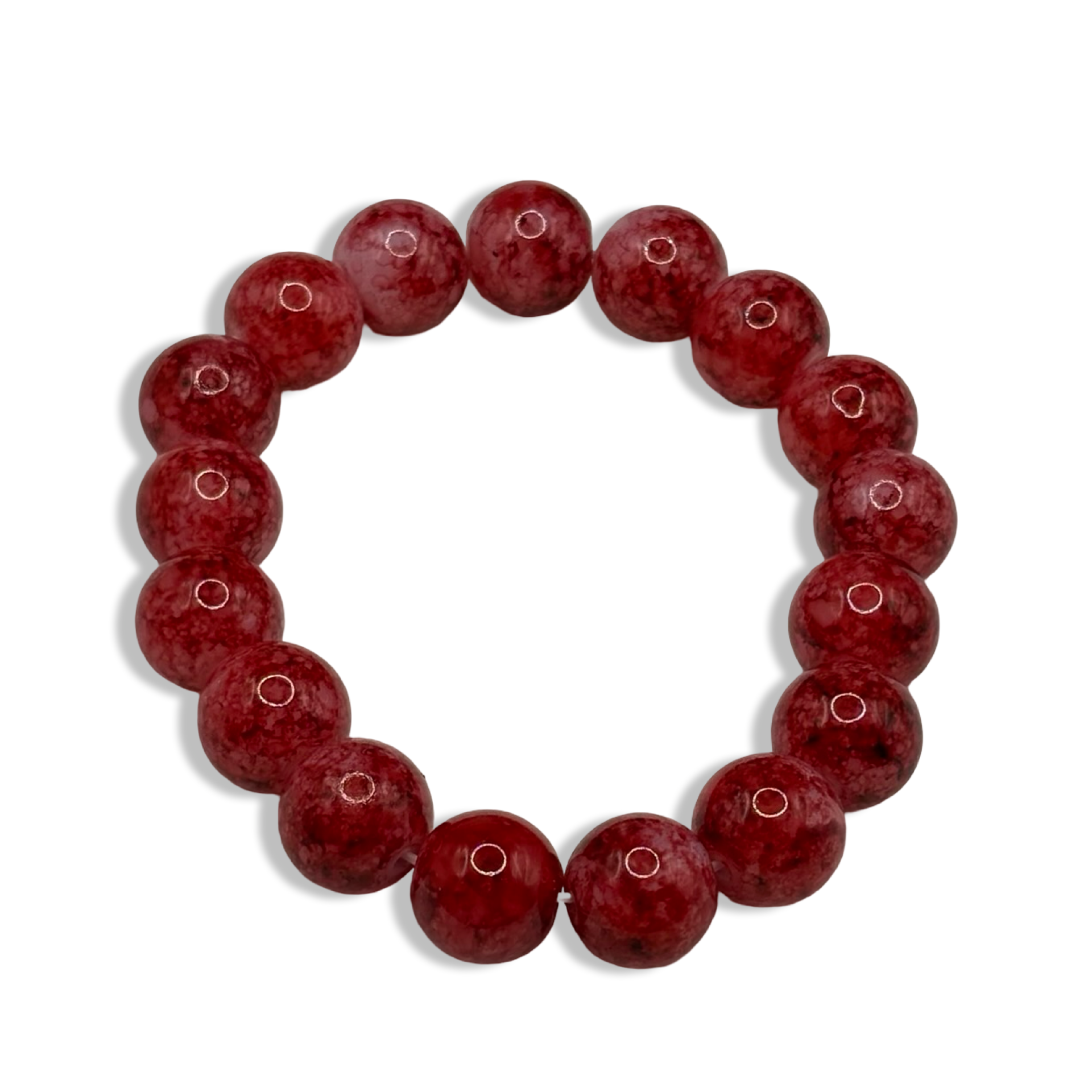 Red 8mm Marble Basic Beaded Bracelet