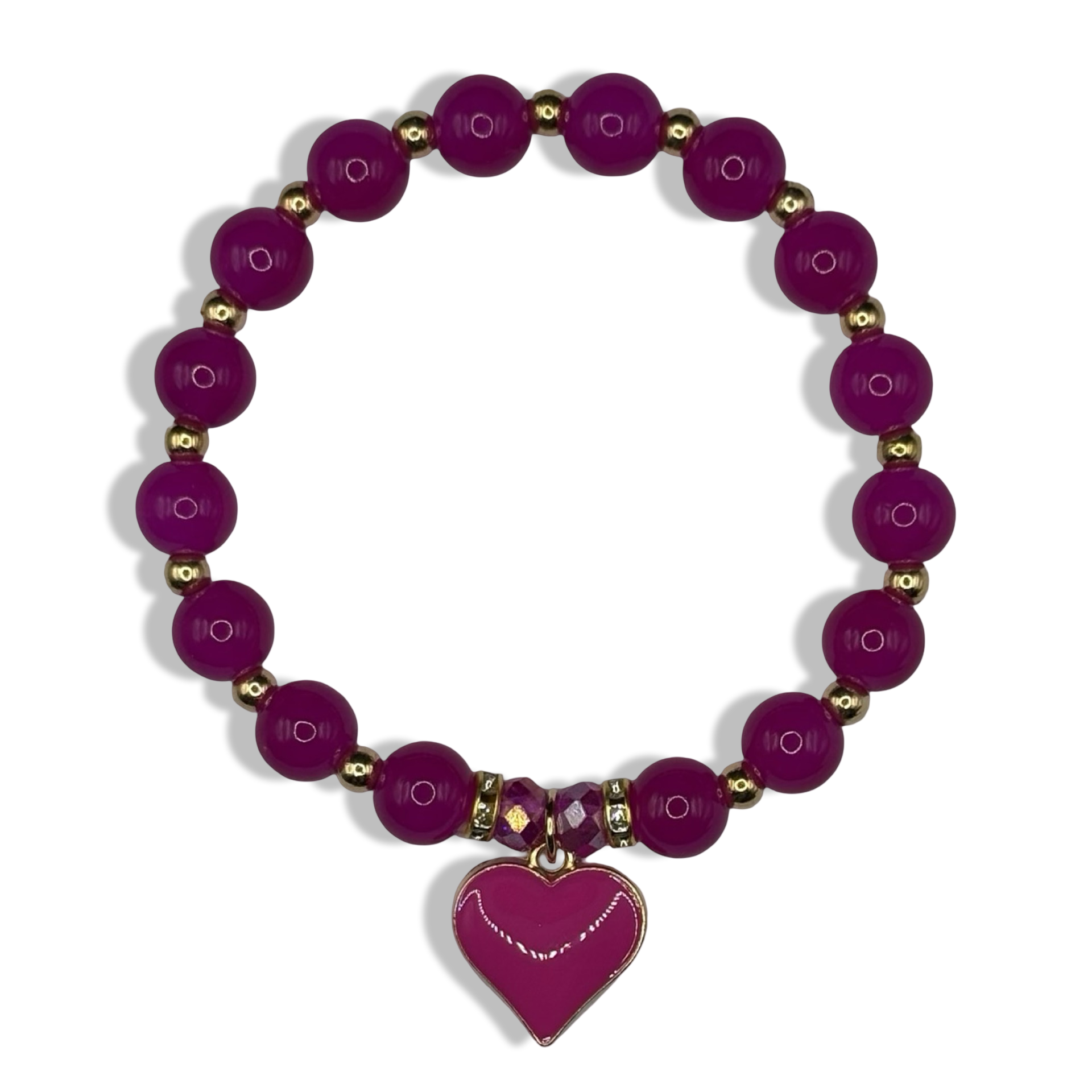 Hot Pink & Gold Heart Gem Basic Beaded Brave