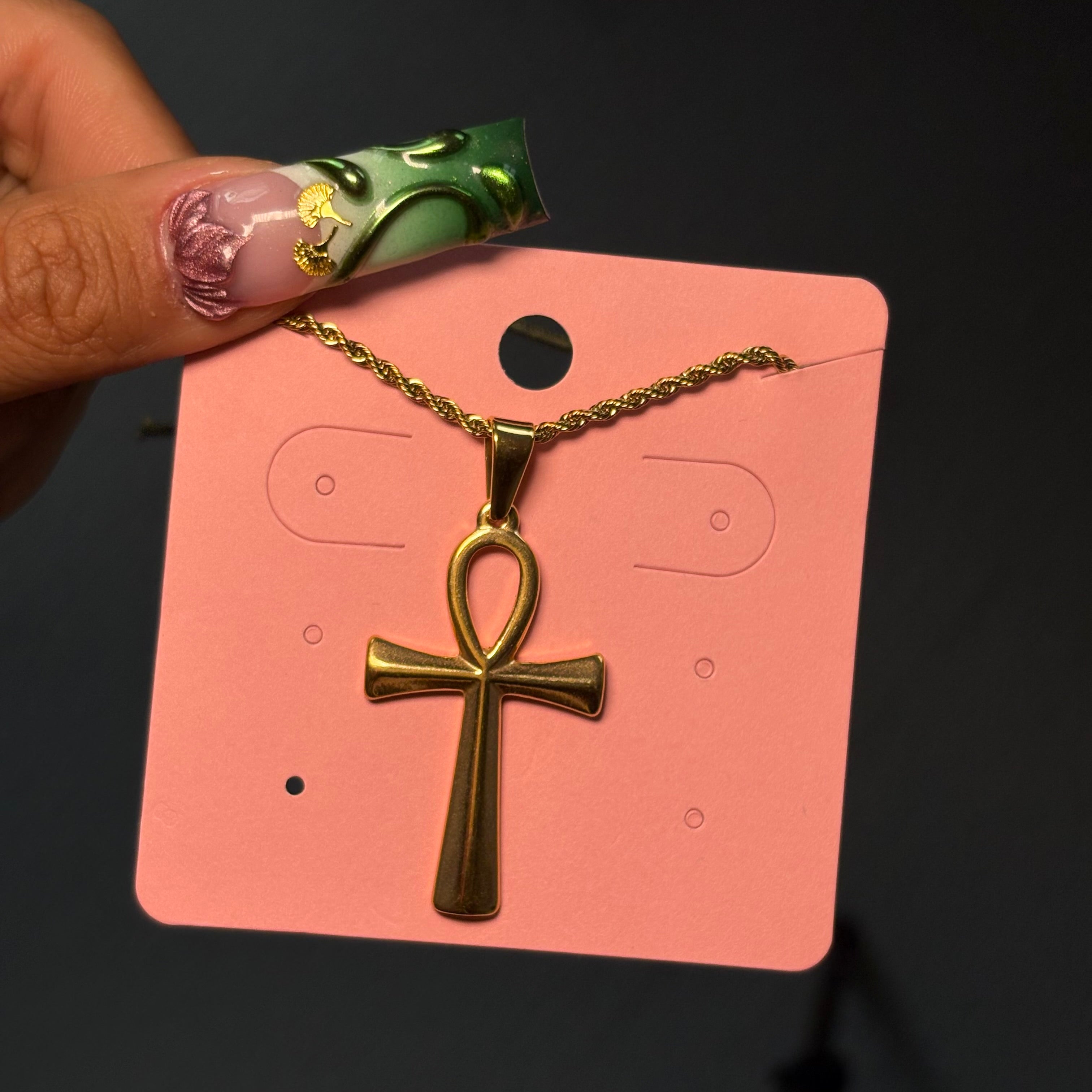Gold XL Ankh Rope Necklace