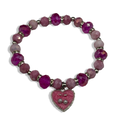 Hot Pink & Silver Cherry Luver Beaded Braceler