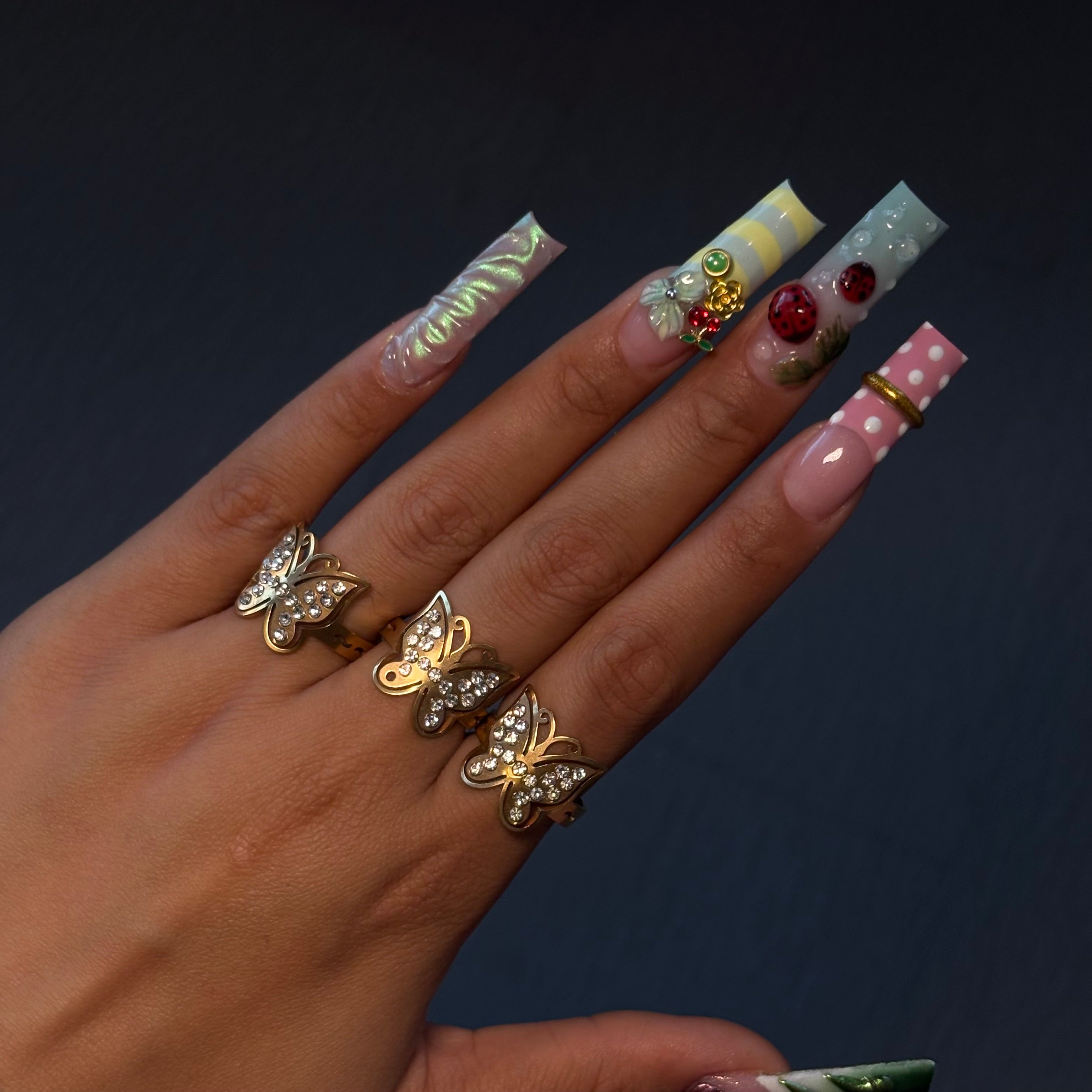 Gold Adjustable Diamond Flutter Ring