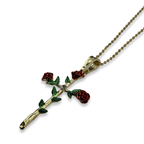 Gold XL Rose Thorn Cross Necklace