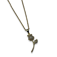 Load image into Gallery viewer, Gold Fleur Diamond Dainty Necklace
