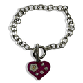 Fuchsia & Silver Sweetheart Candy Locket Bracelet