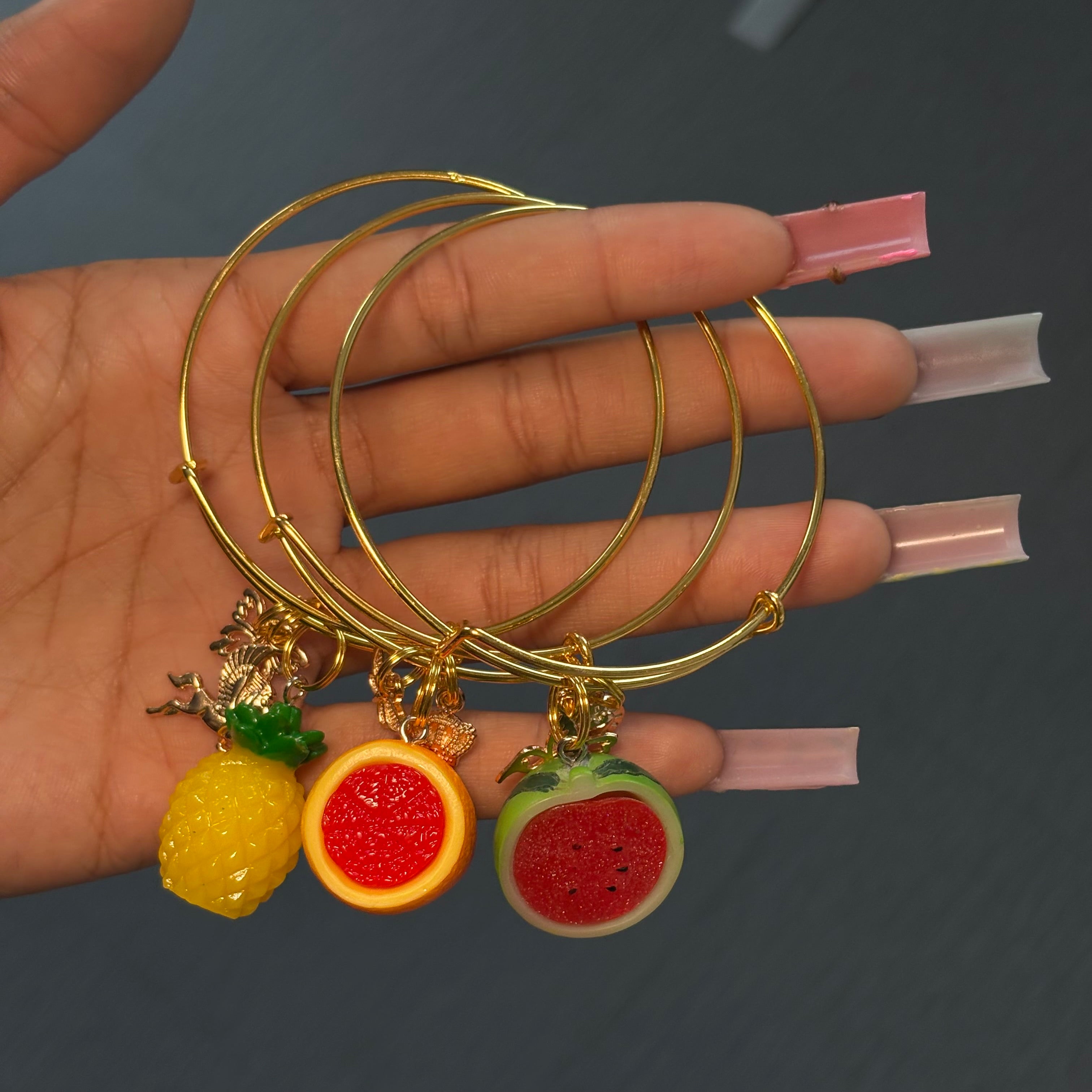 Watermelon Piña 🍉🍍 Gold 3PC Bangle Stack