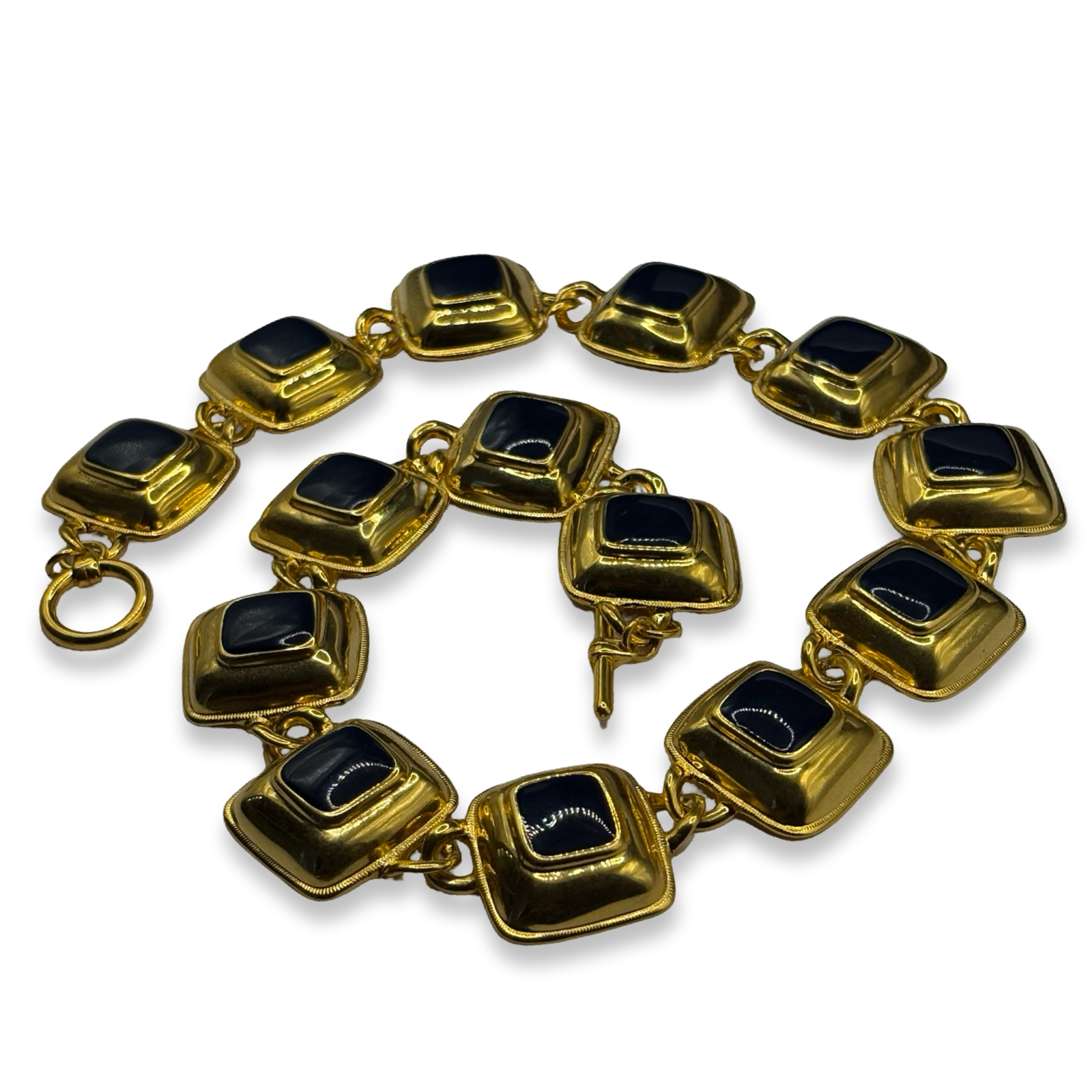 Gold & Navy Blue Chunky Statement Necklace