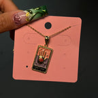 Gold Diamond Fourtune Card Necklace