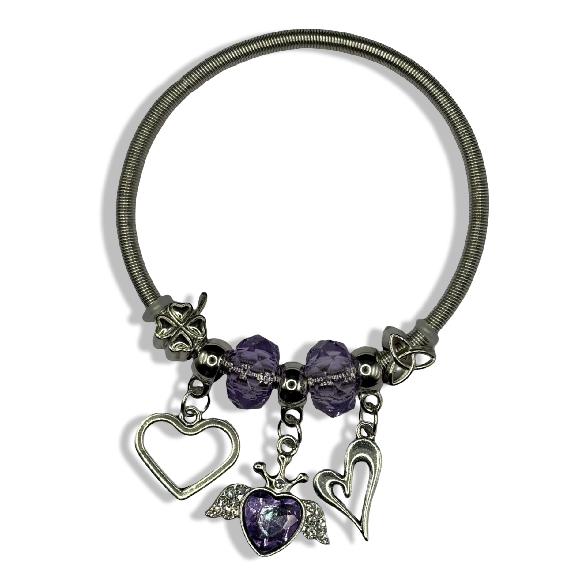 Purple & Silver Princessa Spring Charm Bracelet