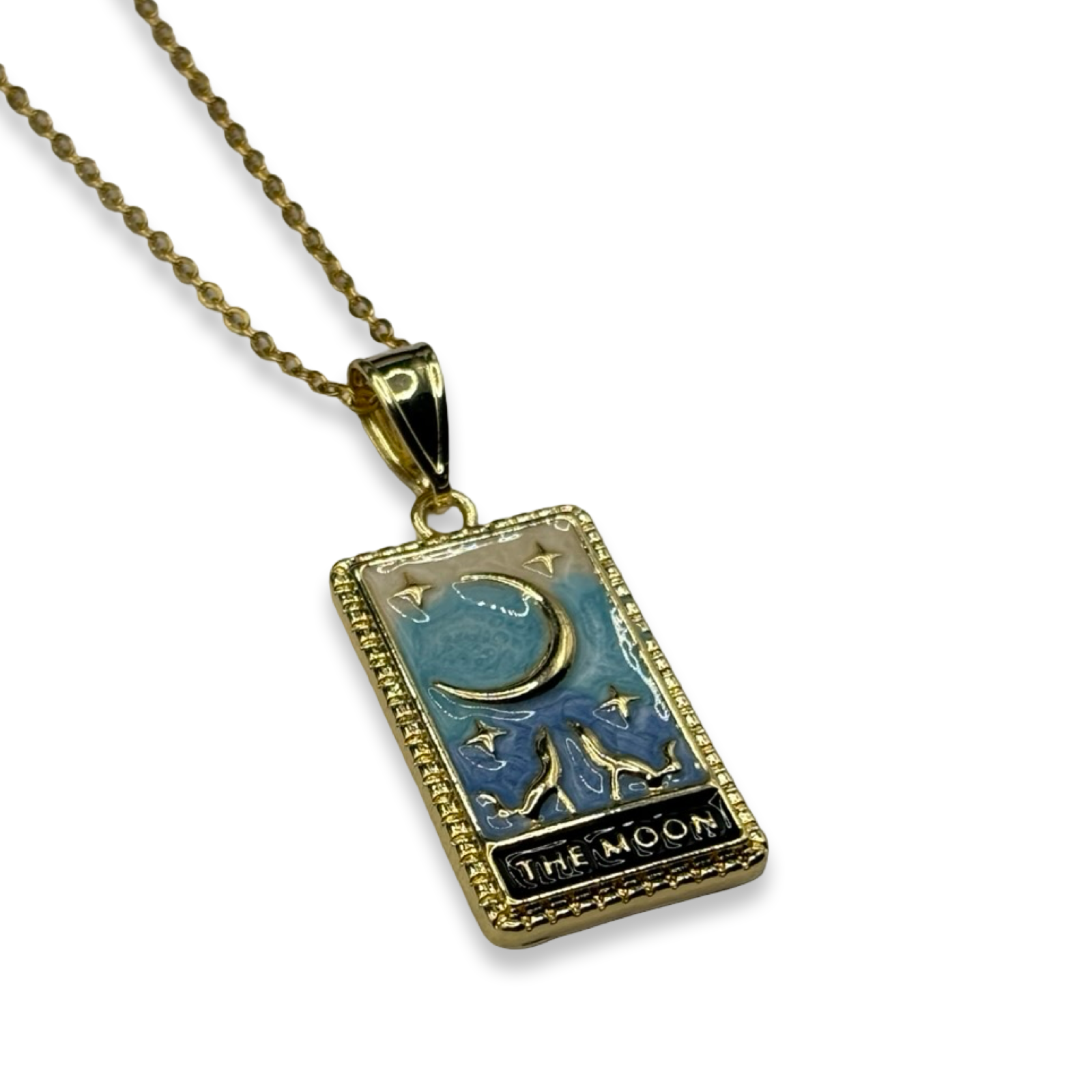 Gold Diamond The Moon Card Necklace