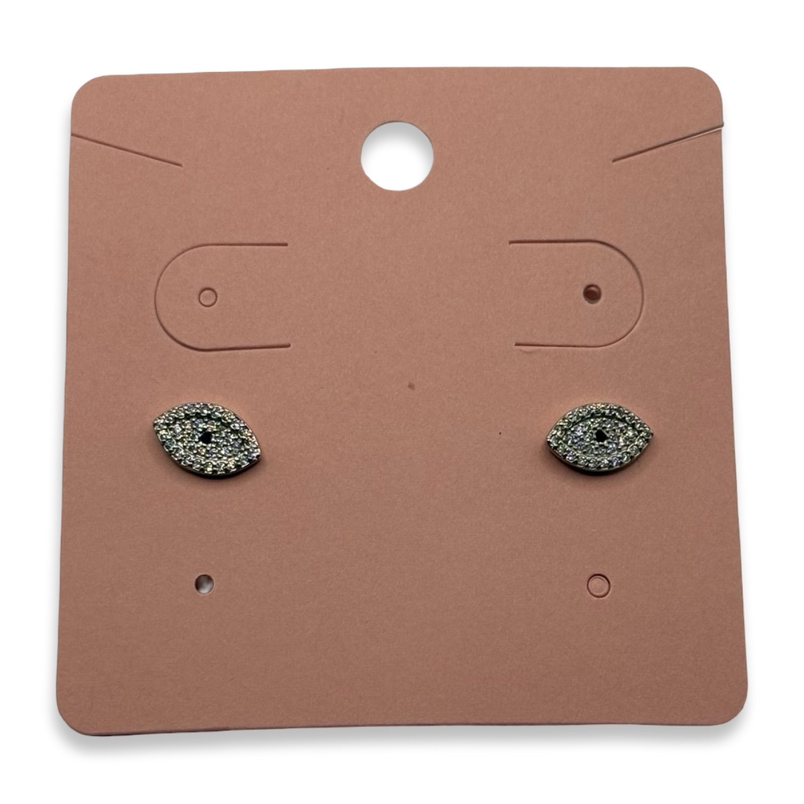 Silver Diamante Evil Eye Stud Earrings
