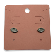 Load image into Gallery viewer, Silver Diamante Evil Eye Stud Earrings
