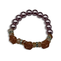 Dark Brown Rosette Pearly Beaded Bracelet