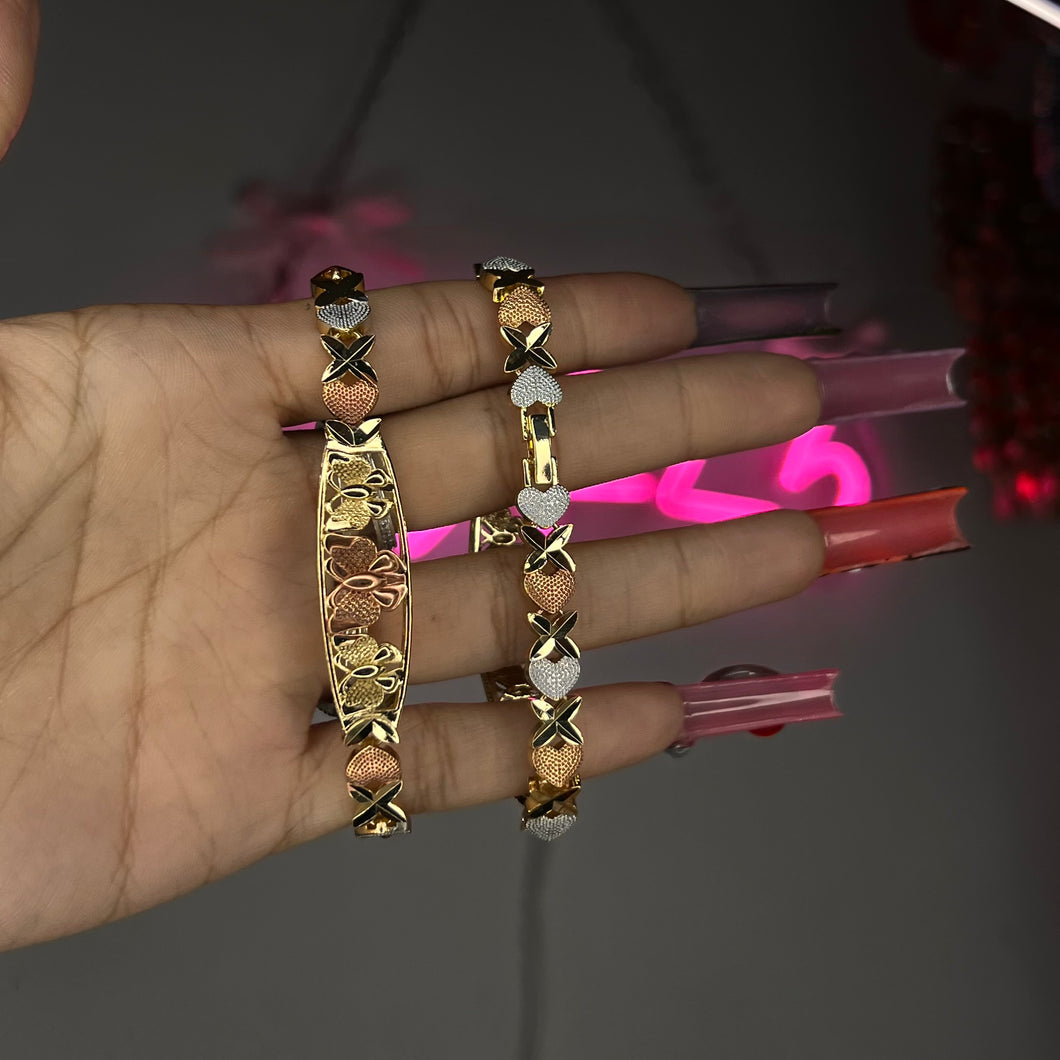 Gold Tri Tone Traditional Butterfly Tennis